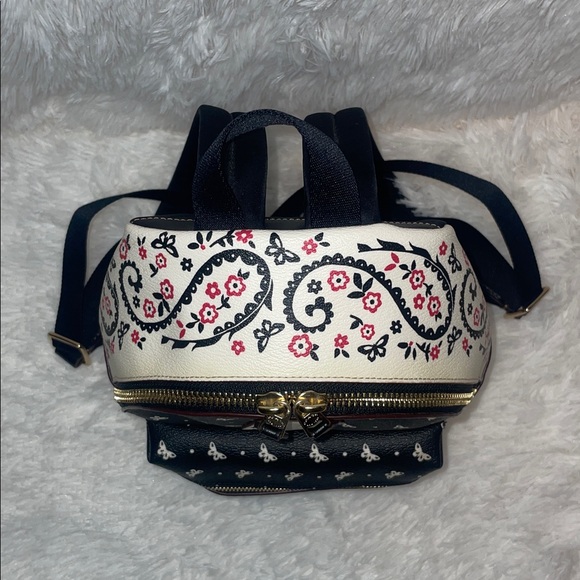 Coach Mini Charlie Butterfly Bandana Print Canvas Leather Backpack Black/White main image 10